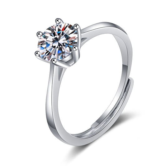 Round cut Moissanite Ring in 925 Sterling Silver 0.3ct 0.5ct 1ct 2ct