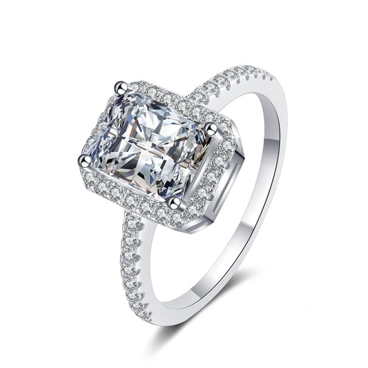 Radiant cut Moissanite Ring in 925 Sterling Silver 1ct 2ct