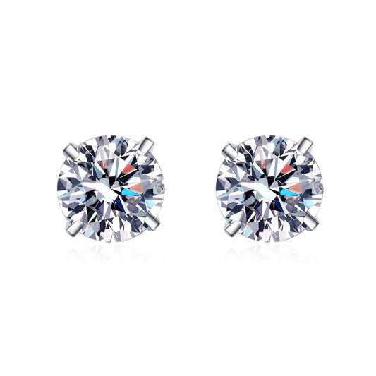 Round cut Moissanite Earrings in 925 Sterling Silver 0.4ct 0.6ct 1ct 1.6ct 2ct 4ct