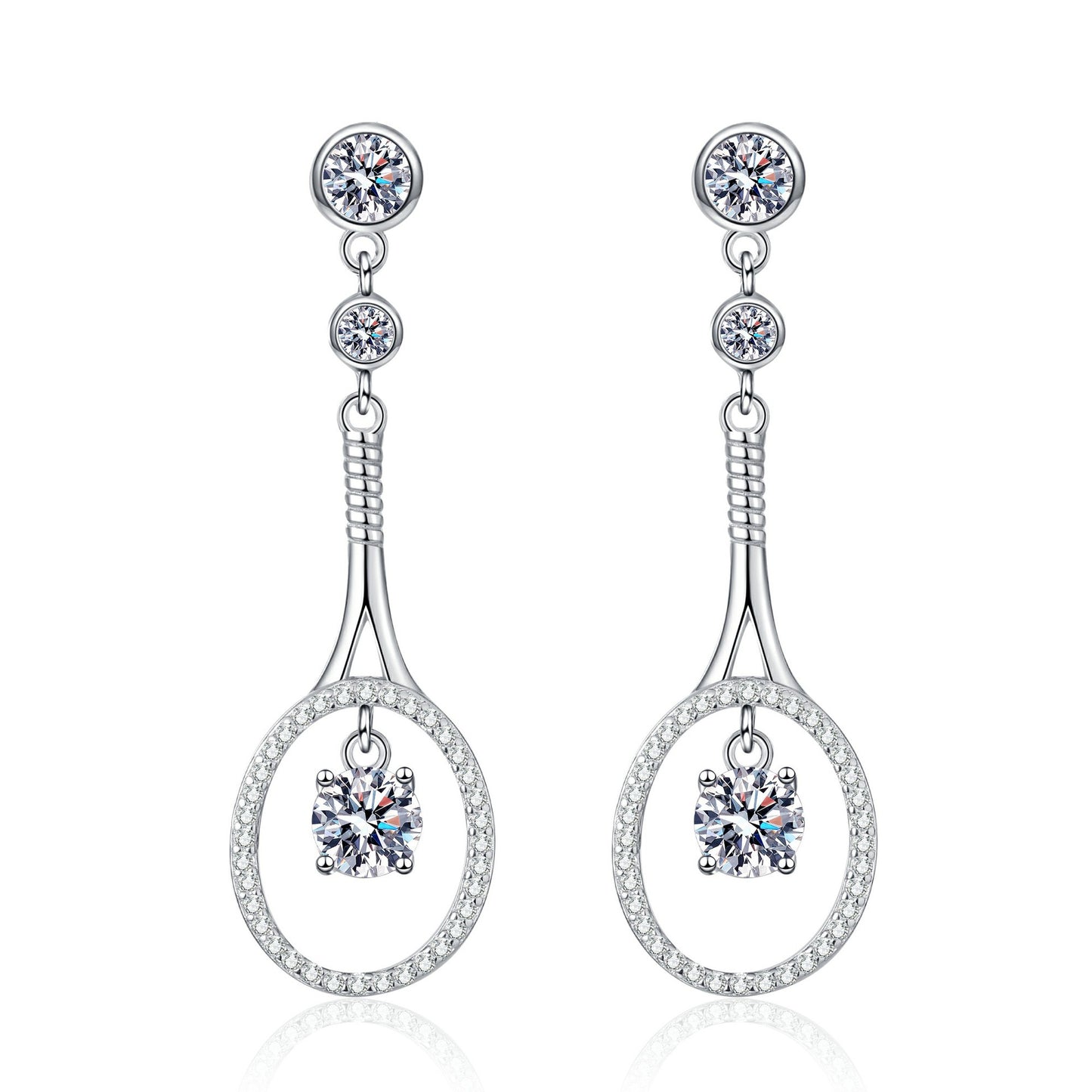 Round cut Moissanite Earrings in 925 Sterling Silver 1ct