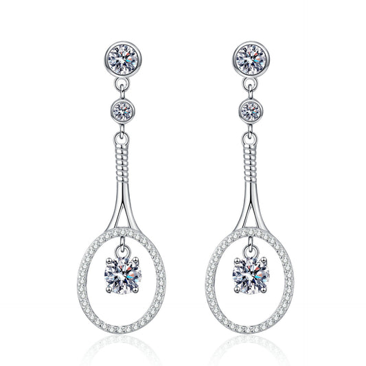 Round cut Moissanite Earrings in 925 Sterling Silver 1ct