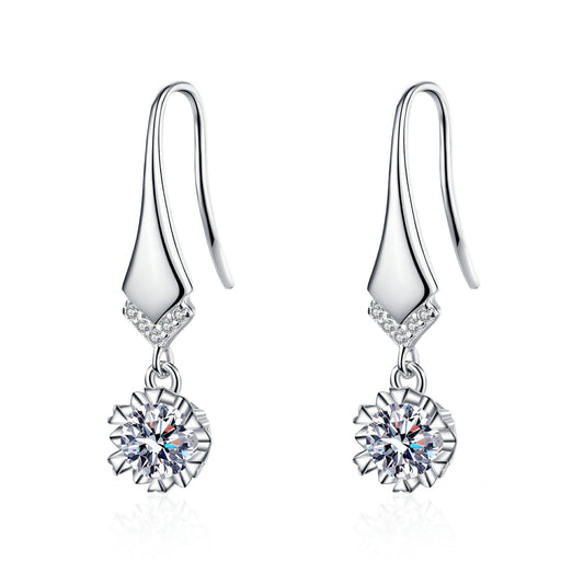 Round cut Moissanite Earrings in 925 Sterling Silver 1ct 2ct