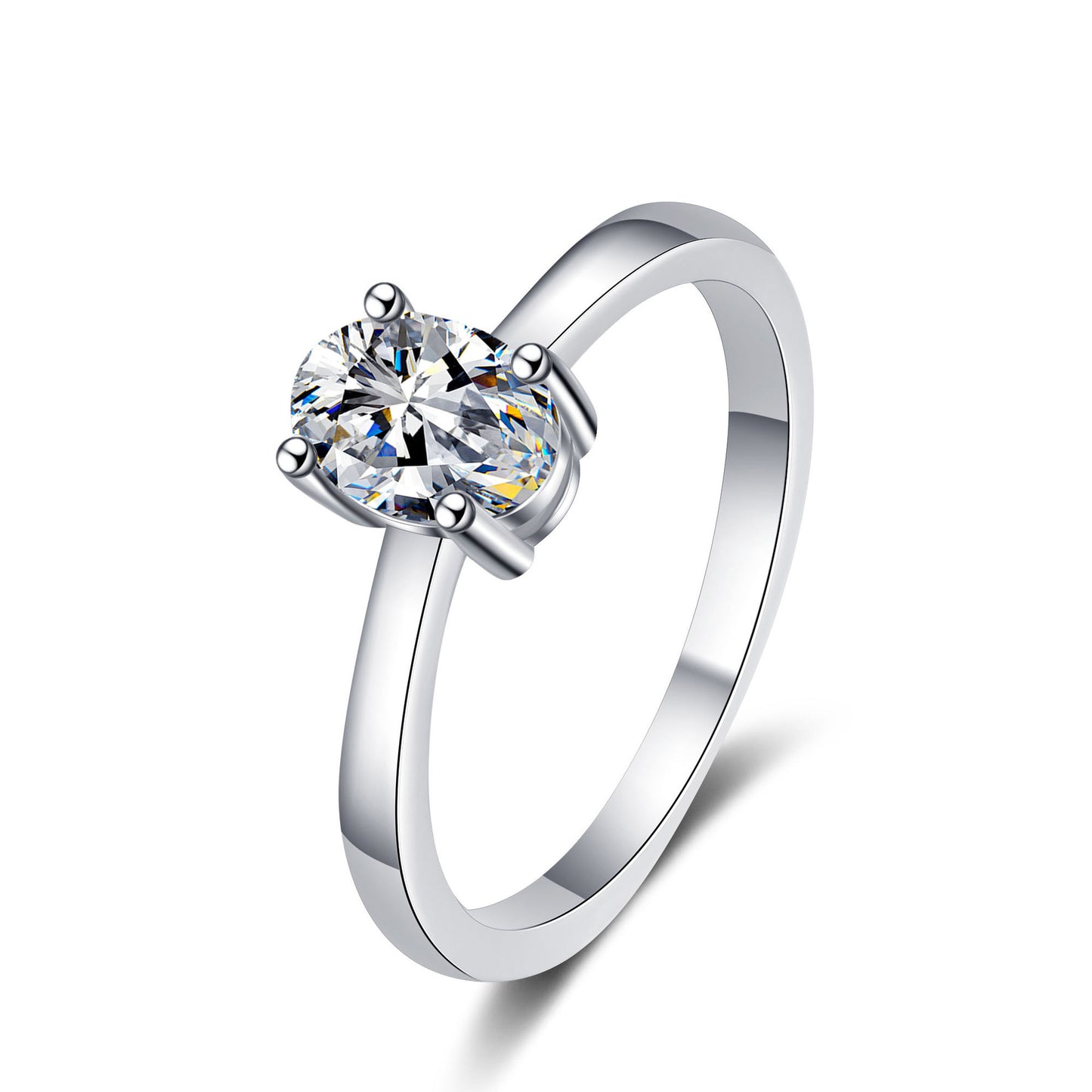 Oval cut Moissanite Ring in 925 Sterling Silver 1ct