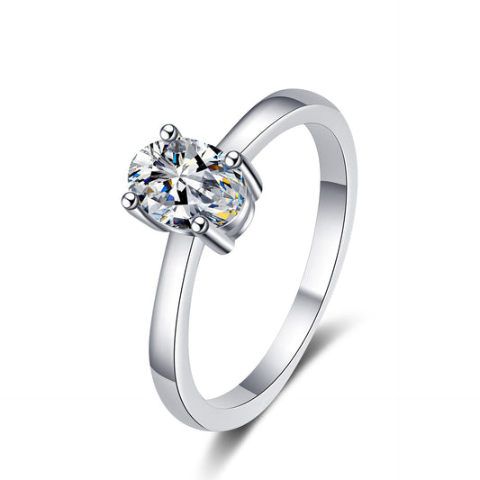 Oval cut Moissanite Ring in 925 Sterling Silver 1ct