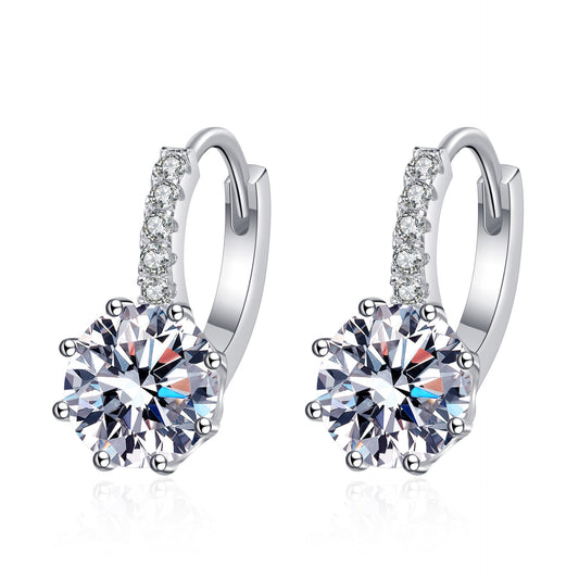 Round cut Moissanite Earrings in 925 Sterling Silver 4ct
