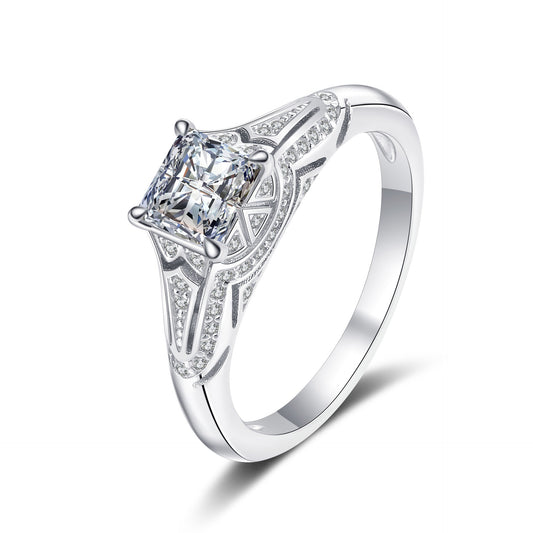 Princess cut Moissanite Ring in 925 Sterling Silver 1ct 2ct