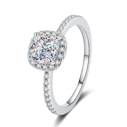 Chubby Square cut Moissanite Ring in 925 Sterling Silver 1ct