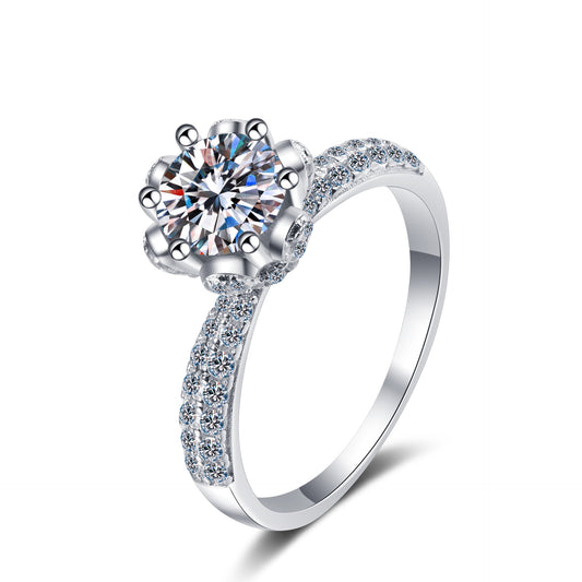 Round cut Moissanite Ring in 925 Sterling Silver 1ct 2ct 3ct 5ct
