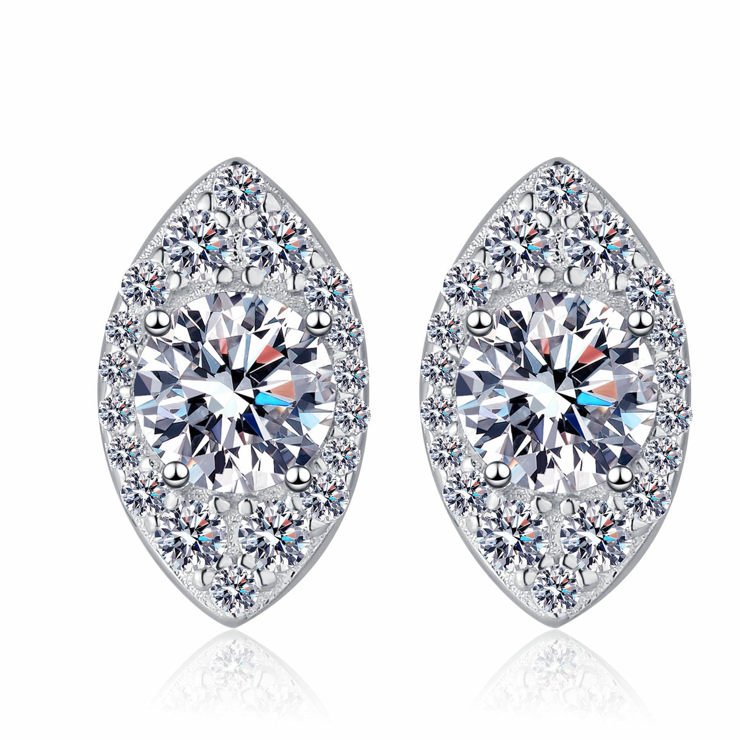 Round cut Moissanite Earrings in 925 Sterling Silver 1ct