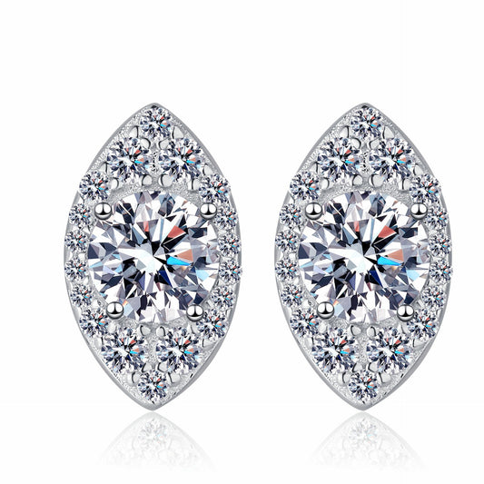 Round cut Moissanite Earrings in 925 Sterling Silver 1ct