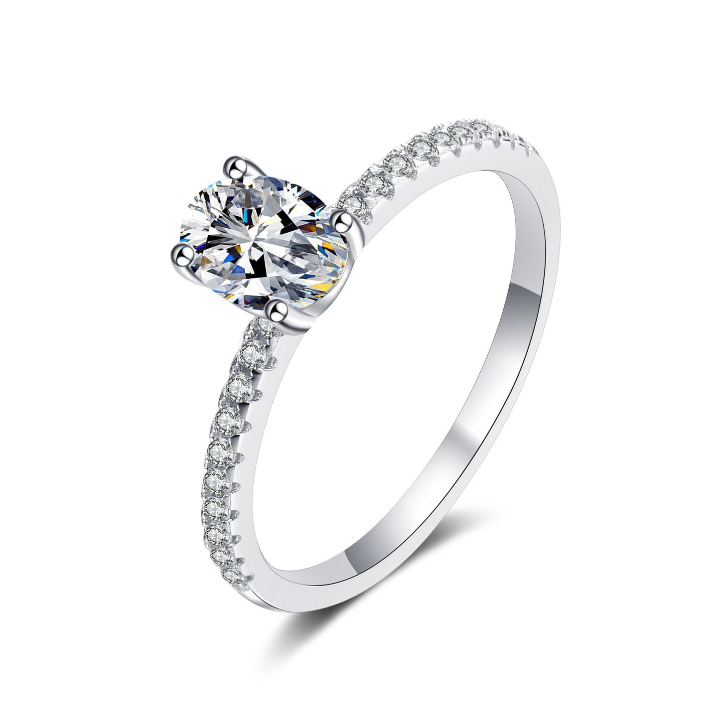 Oval cut Moissanite Ring in 925 Sterling Silver 1ct 2ct