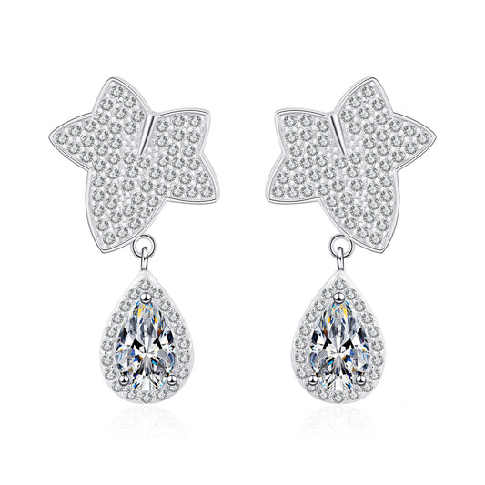 Pear cut Moissanite Earrings in 925 Sterling Silver 2ct