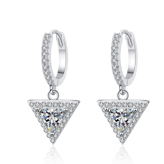 Triangle cut Moissanite Earrings in 925 Sterling Silver 1ct 2ct