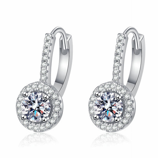 Round cut Moissanite Earrings in 925 Sterling Silver 1ct