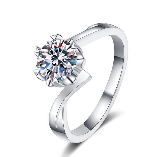 Round cut Moissanite Ring in 925 Sterling Silver 0.3ct 0.5ct 1ct 2ct