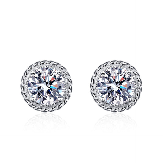 Round cut Moissanite Earrings in 925 Sterling Silver 1ct 2ct