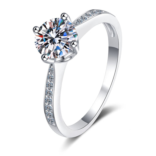 Round cut Moissanite Ring in 925 Sterling Silver 2ct 3ct