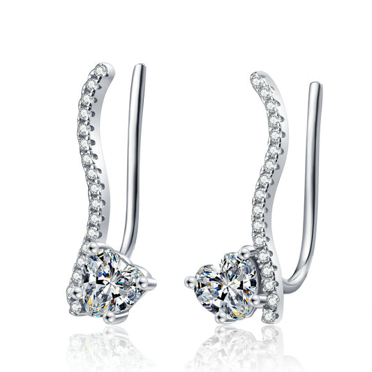 Round cut Moissanite Earrings in 925 Sterling Silver 1ct