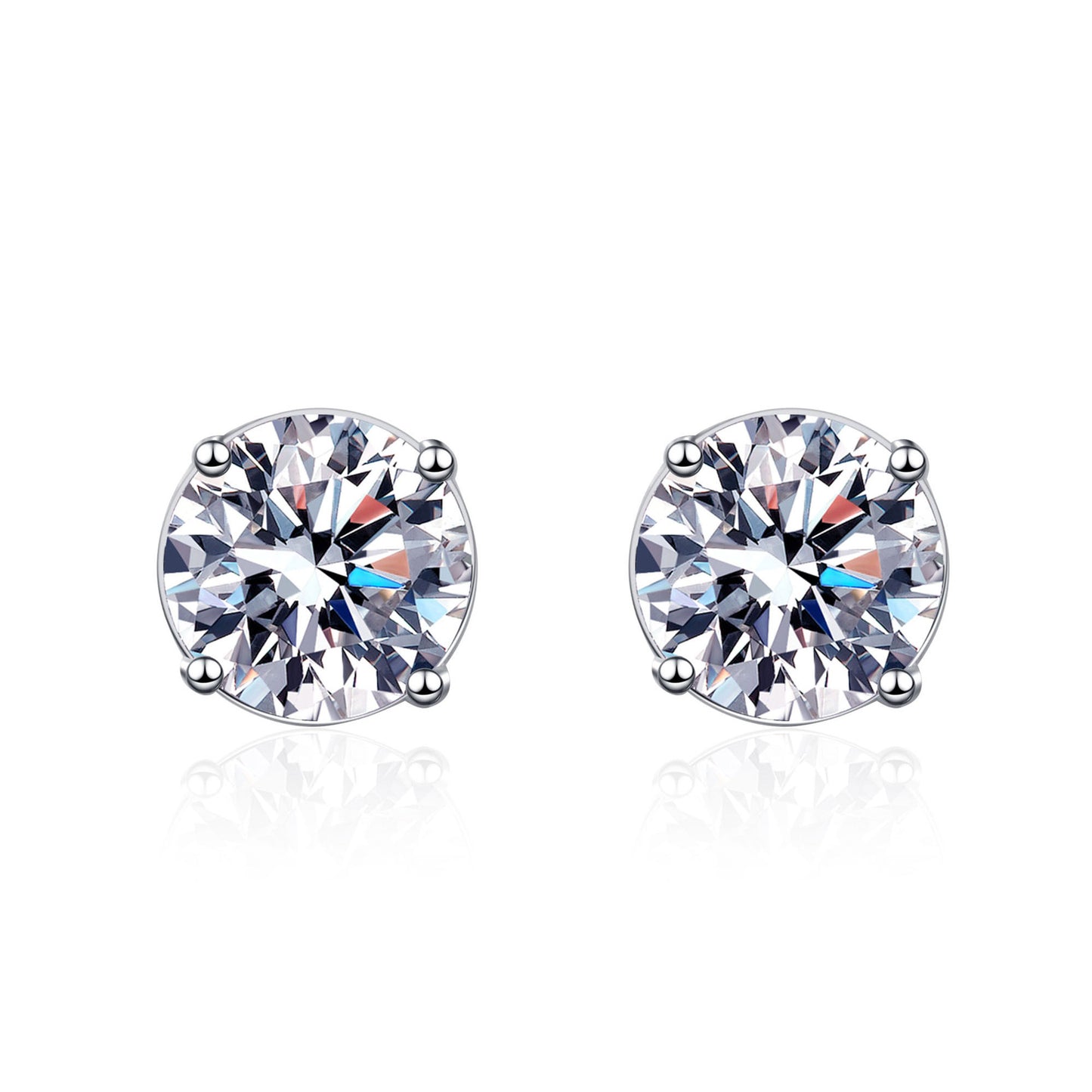 Round cut Moissanite Earrings in 925 Sterling Silver 0.6ct 1ct 2ct 4ct
