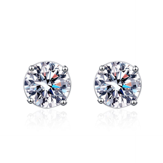 Round cut Moissanite Earrings in 925 Sterling Silver 0.6ct 1ct 2ct 4ct