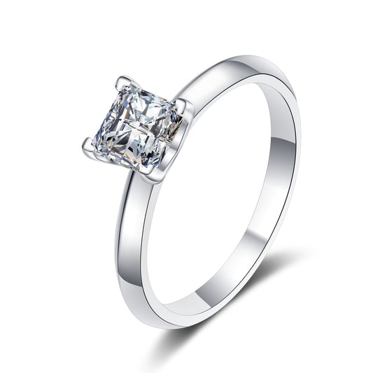 Princess cut Moissanite Ring in 925 Sterling Silver 1ct 2ct