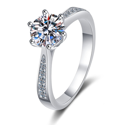 Round cut Moissanite Ring in 925 Sterling Silver 0.5ct 1ct 2ct