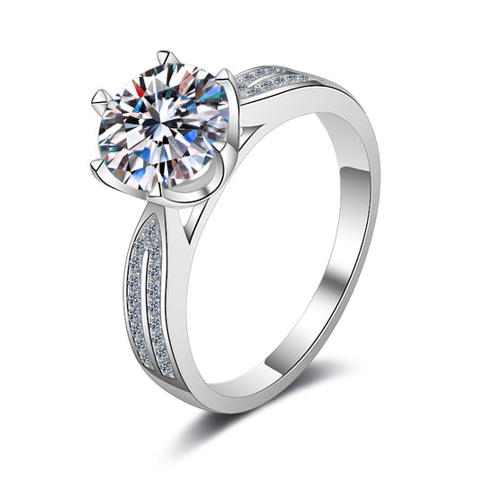 Round cut Moissanite Ring in 925 Sterling Silver 0.5ct 1ct