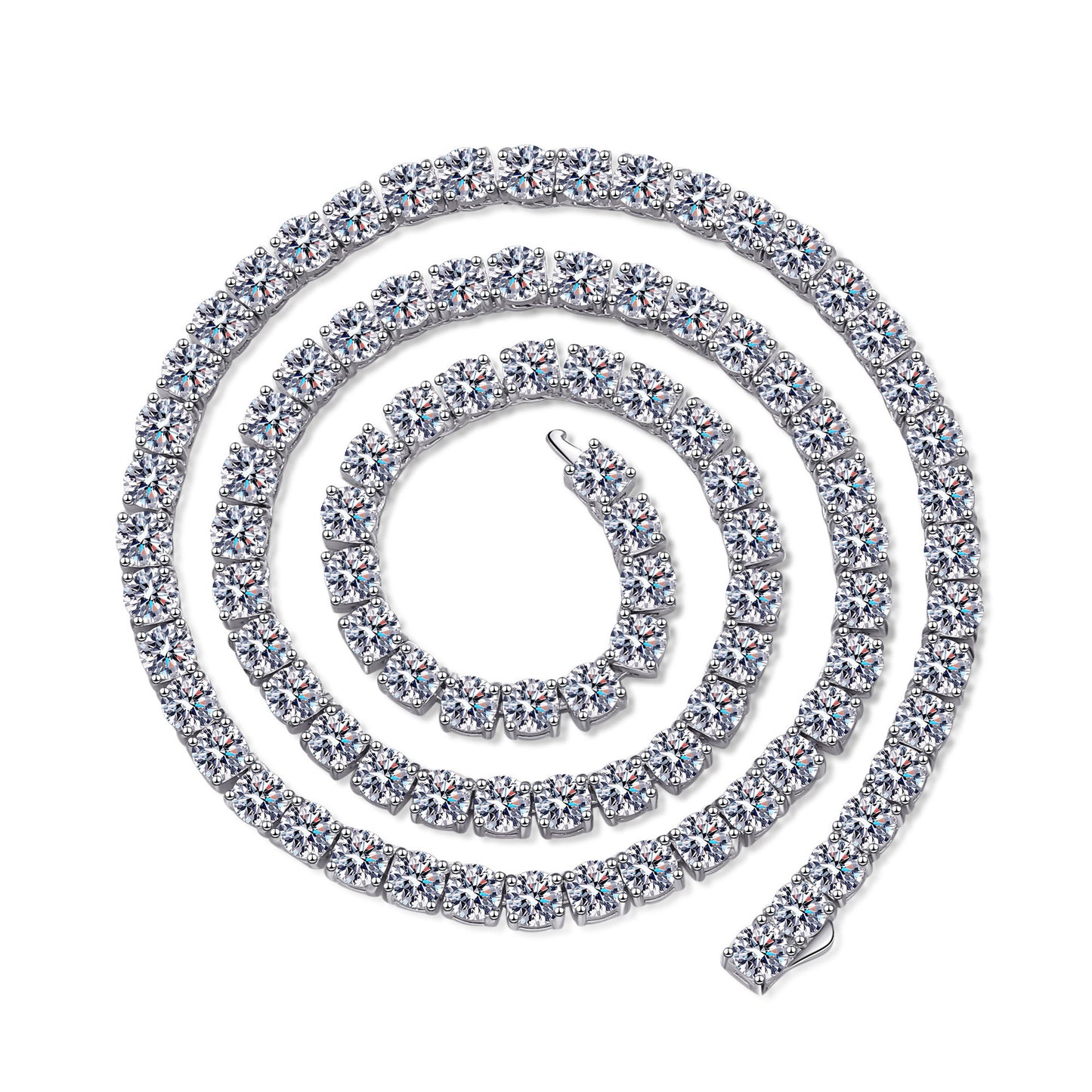 Moissanite Necklaces Tennis Chain in 925 Sterling Silver 12.7ct（40cm） 14.2ct（45cm） 15.9ct（50cm） 28.2ct（40cm） 31.8ct（45cm） 35.7ct（50cm）