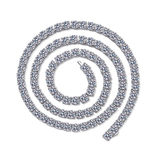 Moissanite Necklaces Tennis Chain in 925 Sterling Silver 12.7ct（40cm） 14.2ct（45cm） 15.9ct（50cm） 28.2ct（40cm） 31.8ct（45cm） 35.7ct（50cm）