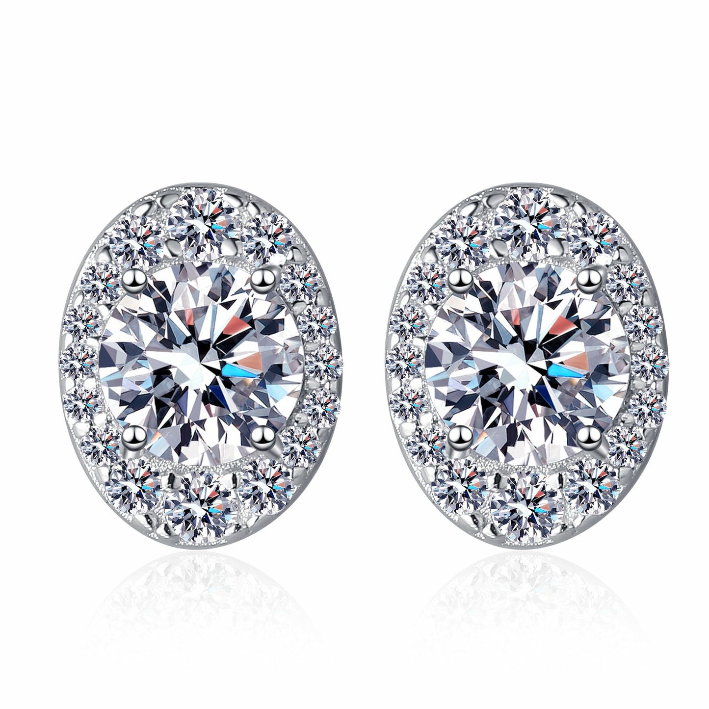 Round cut Moissanite Earrings in 925 Sterling Silver 1ct