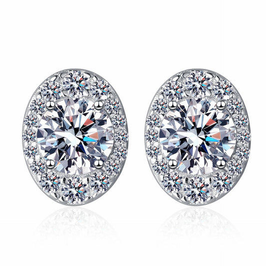 Round cut Moissanite Earrings in 925 Sterling Silver 1ct