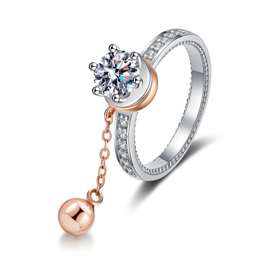 Round cut Moissanite Ring in 925 Sterling Silver 1ct