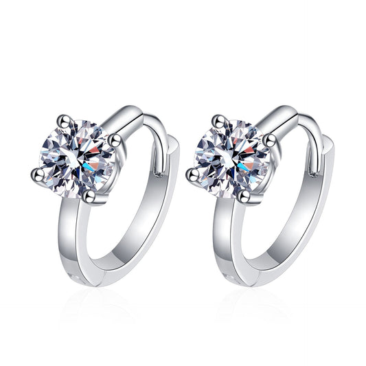 Round cut Moissanite Earrings in 925 Sterling Silver 1ct 2ct