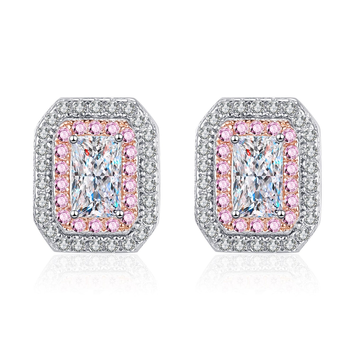 Radiant cut Moissanite Earrings in 925 Sterling Silver 1ct