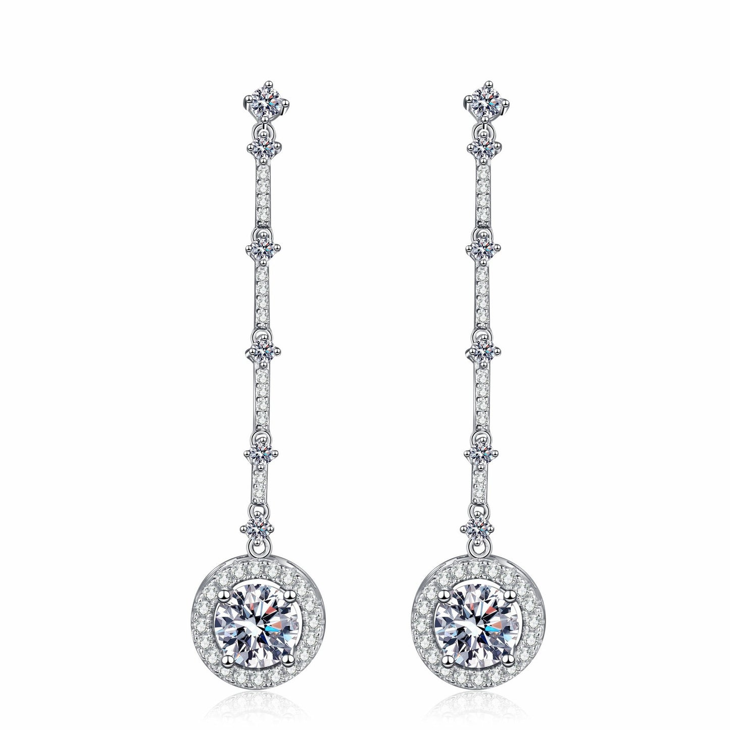 Round cut Moissanite Earrings in 925 Sterling Silver 2ct