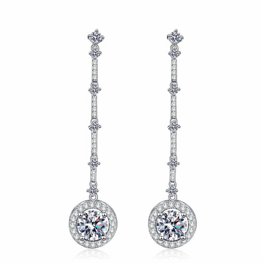 Round cut Moissanite Earrings in 925 Sterling Silver 2ct