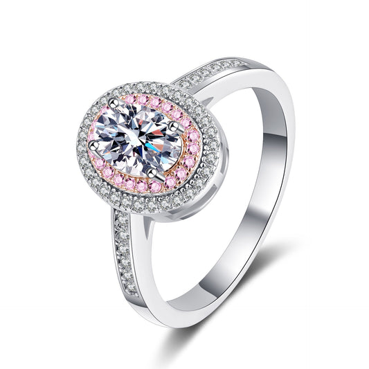Oval cut Moissanite Ring in 925 Sterling Silver 1ct