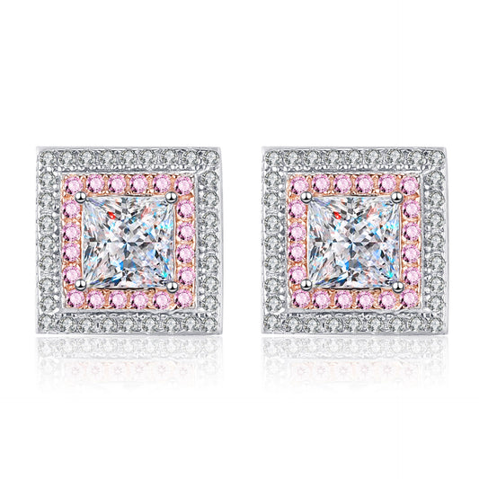 Princess cut Moissanite Earrings in 925 Sterling Silver 1.2ct
