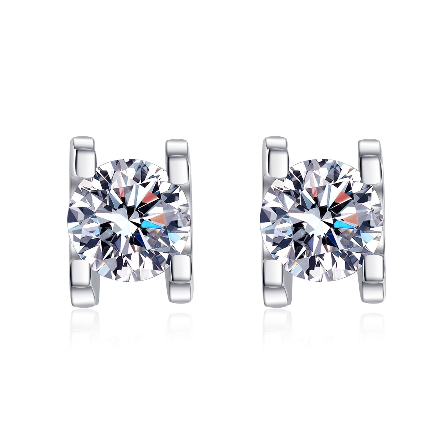 Round cut Moissanite Earrings in 925 Sterling Silver 1ct 2ct