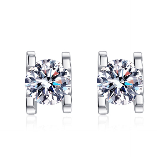 Round cut Moissanite Earrings in 925 Sterling Silver 1ct 2ct