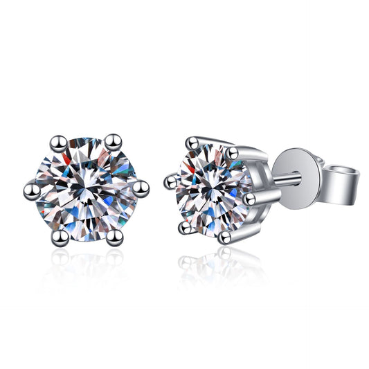 Round cut Moissanite Earrings in 925 Sterling Silver 0.4ct 0.6ct 1ct 1.6ct 2ct 4ct