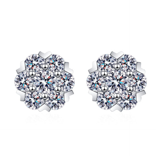 Round cut Moissanite Earrings in 925 Sterling Silver 0.48ct 1.6ct