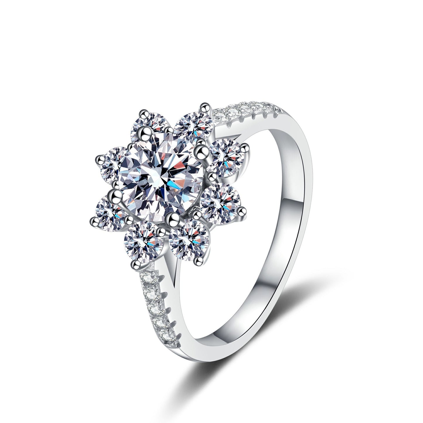 Round cut Moissanite Ring in 925 Sterling Silver 1ct