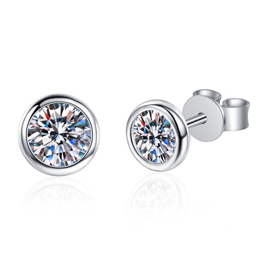 Round cut Moissanite Earrings in 925 Sterling Silver 0.6ct 1ct 2ct