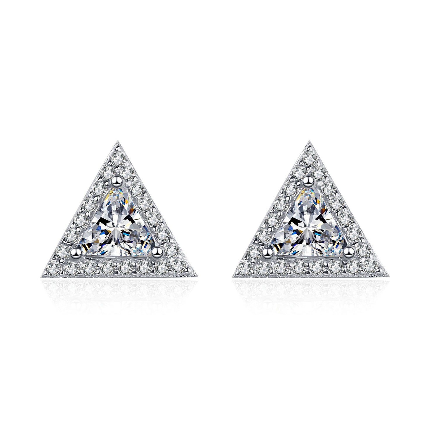 Triangle cut Moissanite Earrings in 925 Sterling Silver 1ct