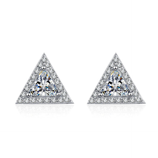 Triangle cut Moissanite Earrings in 925 Sterling Silver 1ct