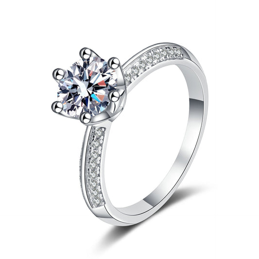 Round cut Moissanite Ring in 925 Sterling Silver 0.5ct 1ct 2ct