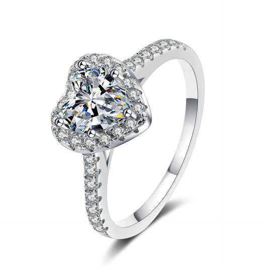 Heart cut Moissanite Ring in 925 Sterling Silver 1ct