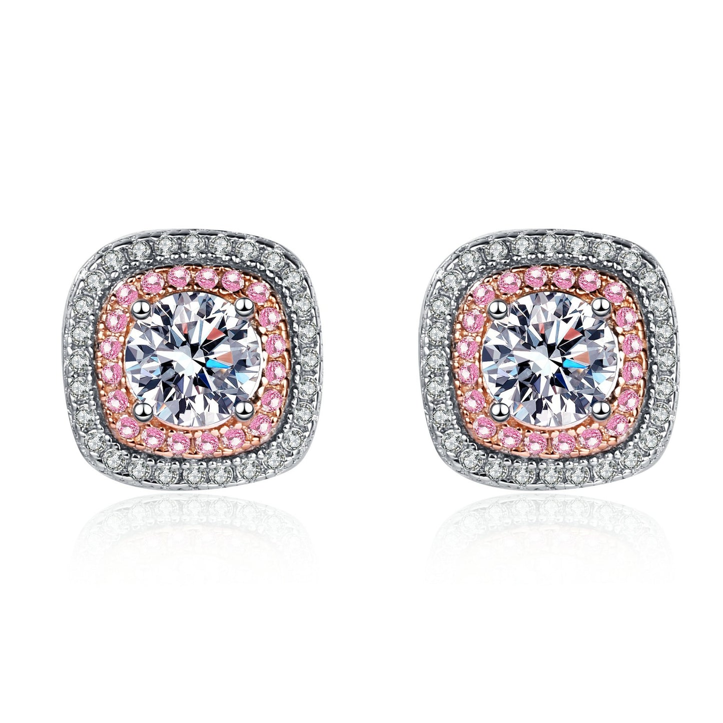 Round cut Moissanite Earrings in 925 Sterling Silver 1ct