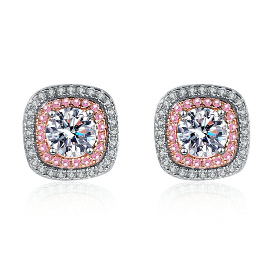 Round cut Moissanite Earrings in 925 Sterling Silver 1ct